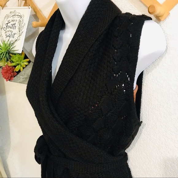 ⭐️🌟Elie Tahar Brown Knit Wrap Sweater Vest Sz M - Picture 3 of 14
